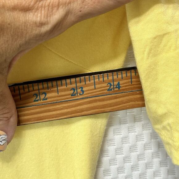 Chico's Butter, Yellow, Two Ply Women's Solid V Neck Top 3/4 Sleeve Size 2 Large - Picture 5 of 6